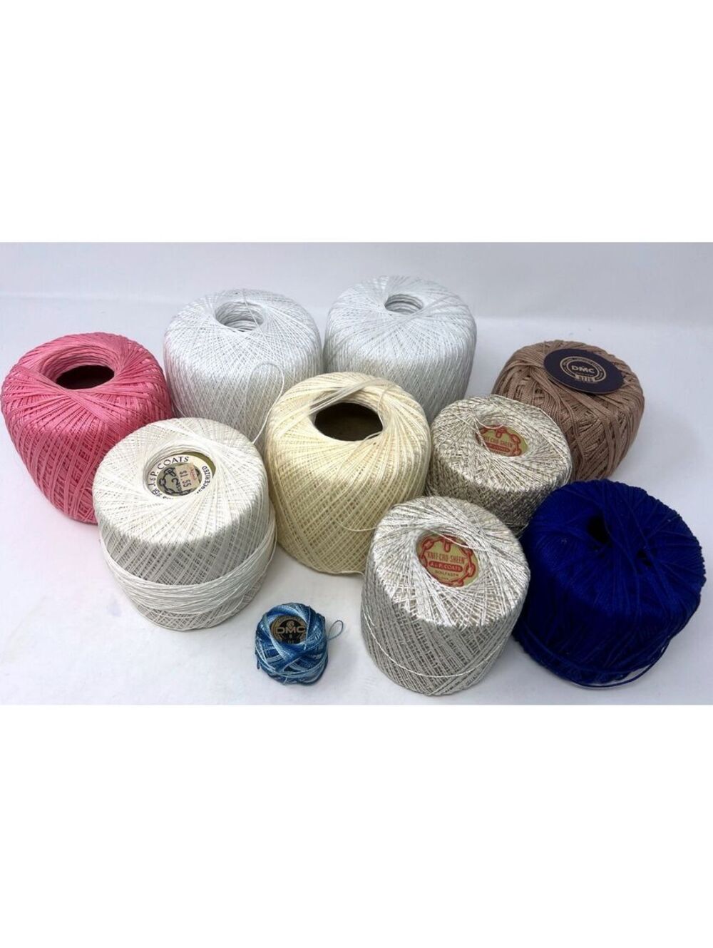 Vintage Crochet Thread Lot 10 DMC J&P Coats Cotton Metallic Mixed Colors